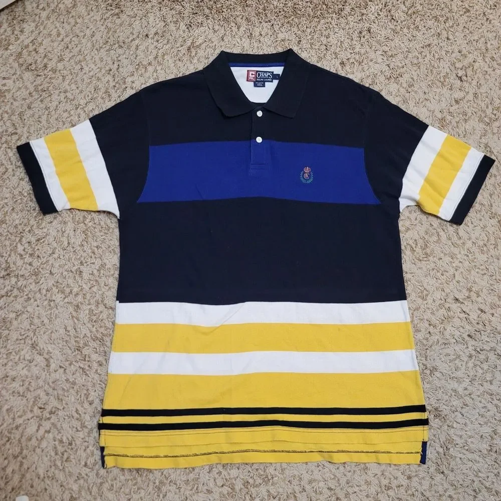 Chaps Ralph‎ Lauren Multicolor Large Stripe Polo Men's Size L